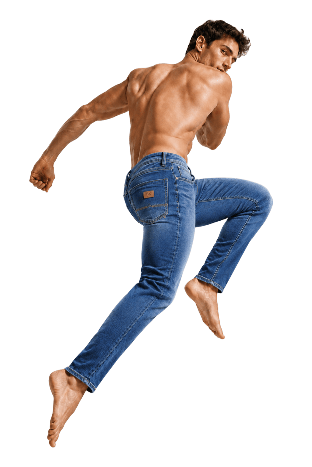 Modelo con jeans BX360 en movimiento